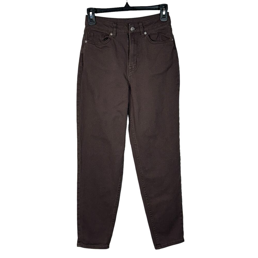 Divided by H&M SZ 2 Tapered Jeans Stretch High-Rise Pockets Brown Womens